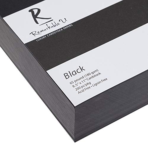 Premium Black Colored Cardstock Paper, 8.5” x 11” 65lb Smooth Texture Solid Core Card Stock