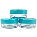 (100 Pieces Jars + Lid) Beauticom 3G/3ML Round Clear Jars with Teal Sky Blue Screw Cap Lids for Scrubs, Oils, Toner, Salves, Creams, Lotions, Makeup Samples, Lip Balms - BPA Free