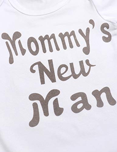 Newborn Baby Boy Clothes Crew Letter Print Romper+Long Pants+Hat 3PCS Outfits Set,Soft Breathable Fabric (F-Blue, 6-9 Months)