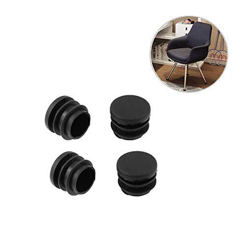 LDEXIN 20pcs 23mm/0.91" Dia Round Plastic Tubing Insert Plug End Caps Furniture Foot Pipe Tube Chair Legs Table Glide Covers Protector Black