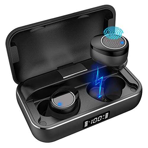 ODOMY True Wireless Earbuds Bluetooth 5.0 Headphones One-Step Pairing with Touch-Control Operation IPX5 Waterproof 180 Hours Standby Superior Metal Charging Case Noise Isolation Build-in Mic