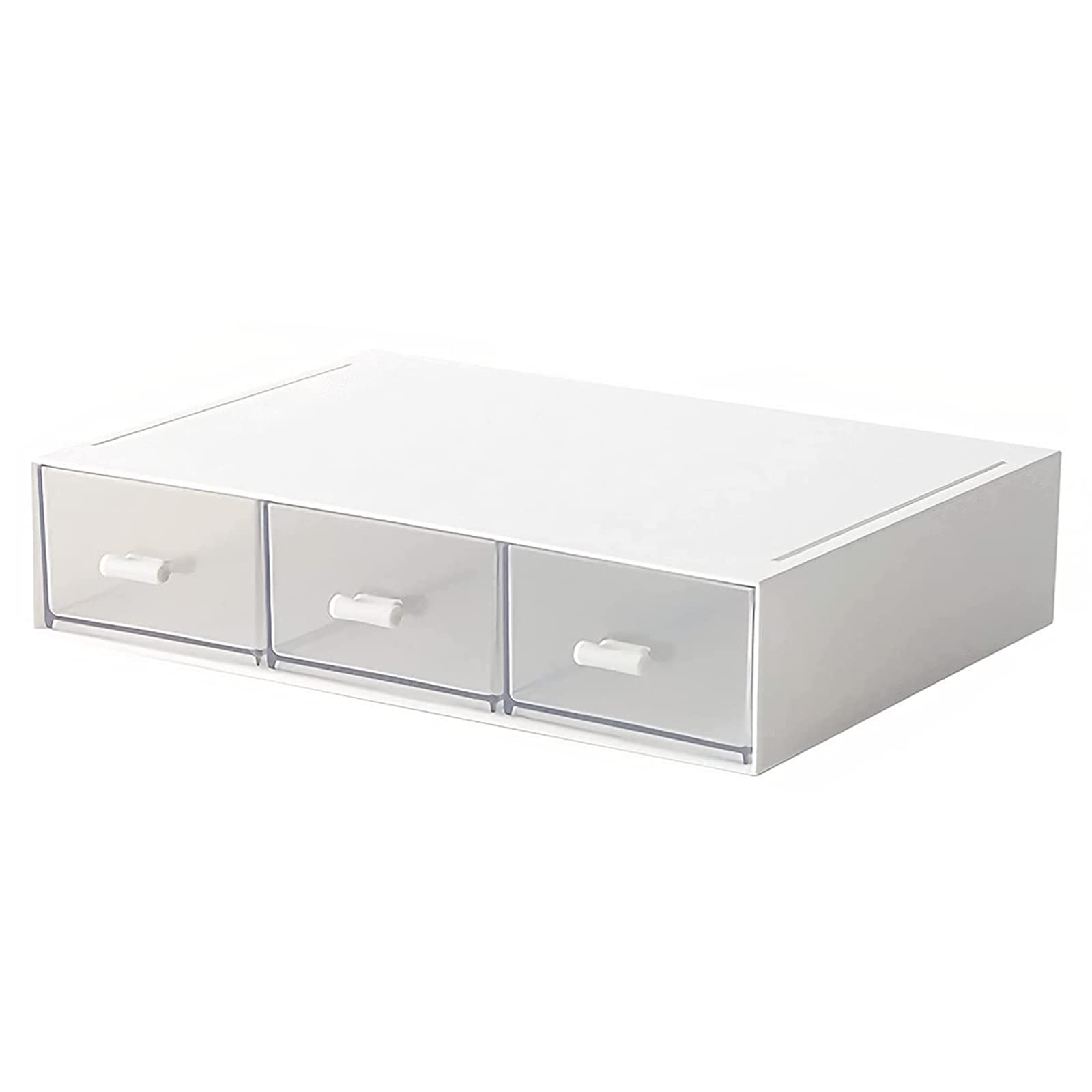 Desktop Organizer-Stackable Organizer Drawers, Plastic Drawers Organizer Perfect for Collection Small Item/Cosmetic Office Organization - 3 drawers (White)