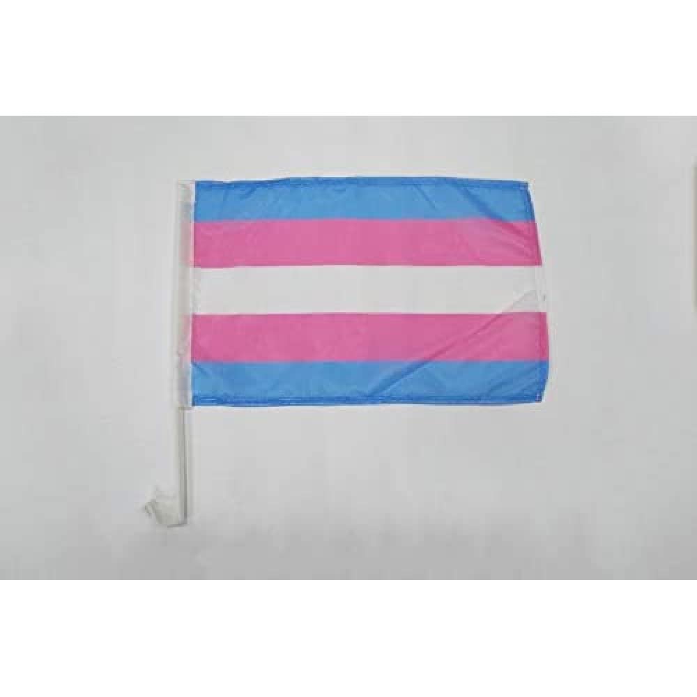 AZ FLAG Transgender Car Flag 18'' x 12'' - Rainbow Car flags 30 x 45cm - Banner 18x12 INCHES PLASTIC STICK