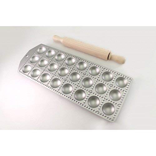 Paderno World Cuisine A4982232 24 Piece Ravioli Maker with Rolling Pin, Gray
