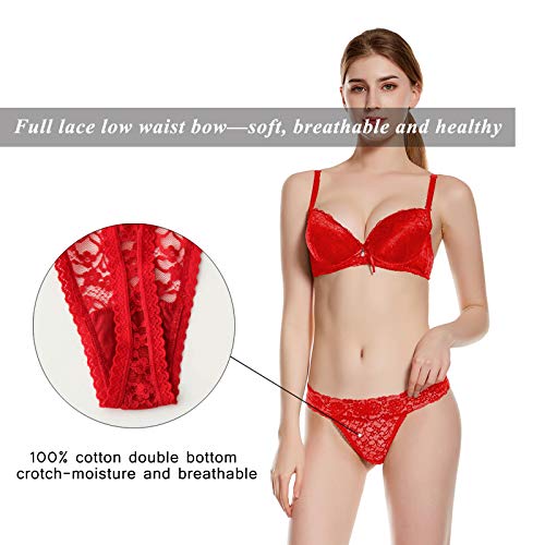 Thongs For Women 5 Pack Thin Ice Lace Low Waist Seamless Sexy See Through Panties（Medium）