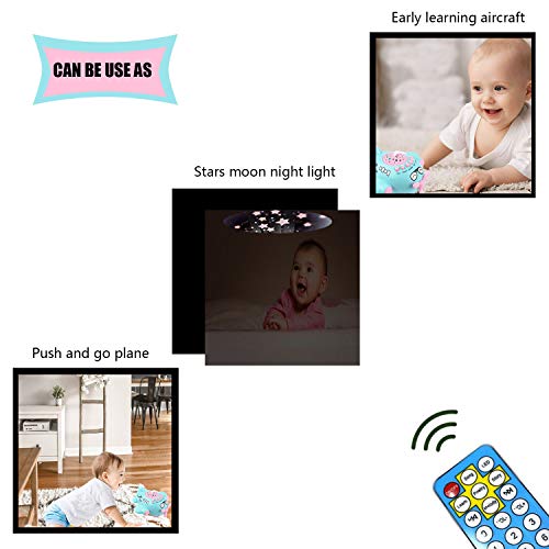 Baby Sleep Soother Night Light Projector Push and Go Plane Educational Crib Toy with Remote Melodies Music Story Poetry Star Light for Toddler Indoor or Outdoor Gift Blue (500+ Contents) - Thumbnail 2