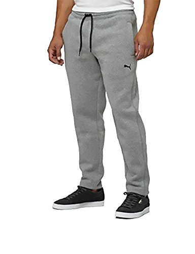 Puma Mens Fleece Sweatpants, Drawstring and Pockets, Grey, Large