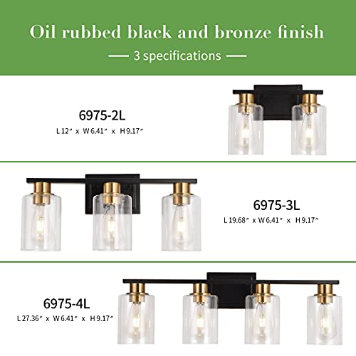Matt Black and Bronze Farmhouse Vanity Light Wall Mount Lighting Sconce