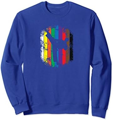 Unisex Distressed Colorful Karate Belts Martial Arts Sweatshirt XL: Royal Blue