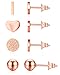 Ruarua Rose Gold Stud Earrings for Women Stainless Steel Heart Mini Bar Earring Line Ear Studs Stick (Rose Gold)