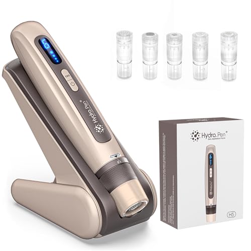 Hydra.Pen H5 Microneedling Pen, Automatic Serum Applicator with Microcurrent EMS, Professional Wireless Microneedling for Skin Care, Wrinkles, Scars and Hair Loss, Gold