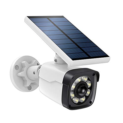 SDETER Solar Motion Sensor Lights Camera Outdoor, Dummy Fake Security CCTV Surveillance System, 800 Lumens 2-Mode Spotlight IP66 Waterproof Flood Light for Indoor Outdoor with Warning Sticker