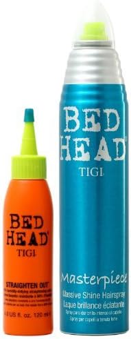 Tigi bed head poker face cosmetic femme 460ml set 120ml bed head straighten out + 340ml masterpiece (615908960648)