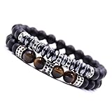 Joan Nunu 2PCS Black Beads Bracelet Set for Men Women Healing Energy Bracelets Handmade Jewelry