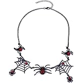 yaozeio Halloween Costume Accessories Spider Necklace for Women Spider Accessory Black Gothic Choker Necklace for Halloween Cosplay Party Favors Spider Web Necklace