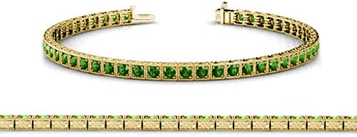 Green Garnet Milgrain Work Tennis Bracelet 1.89 ct tw in 14K Yellow Gold