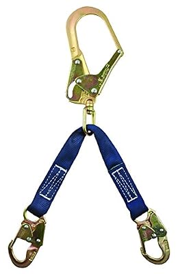 FallTech 8250LTW Rebar Positioning Assembly - Steel Rebar Hook with 25" Gate, 2 Steel Snap Hooks, 2 Layer Jacketed Web, 24" Non-Swivel, Blue