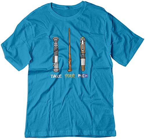 BSW Men's Take Your Pick Lightsaber Wand Sonic Screwdriver Shirt LRG Sapphire