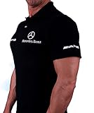 Mercedes Benz AMG Polo Shirt T-Shirt Black Sticker Badge Logo Polo T-shirt All Size (XXL)