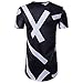 COTTORY Men's Hipster Hip Hop Short Sleeve Longline T Shirt Mussy Stripe Medium