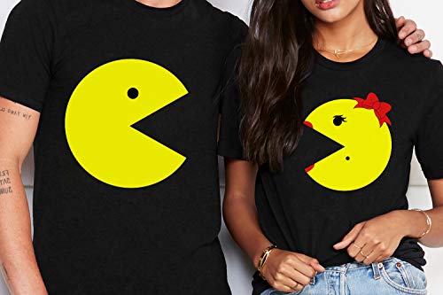 Mr/Ms Pac Matching Couple Video Game Funny Halloween Costume Customized Handmade T-Shirt Hoodie/Long Sleeve/Tank Top/Sweatshirt