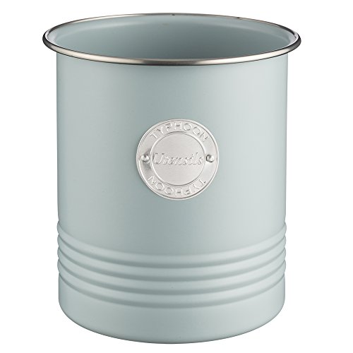 Typhoon Living Blue Utensil Pot, Durable Carbon Steel Crock With a Hard-wearing Matte Coating, Vintage-style Countertop Kitchen Tool Holder, 54-Fluid Ounces - Thumbnail 5