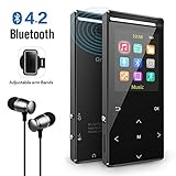 Grtdhx MP3 Player with Bluetooth, 8GB Portable Digital Music Player with FM Radio/Recorder,HiFi Lossless Sound Quality,Music Direct Recording,Expandable up to 128GB TF Card,with Armband, Black