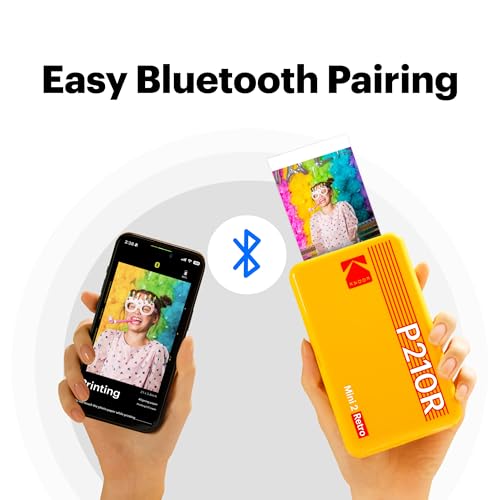 KODAK Mini 2 Retro 2x3 Mobile Photo Printer, 38 Sheets, Bluetooth Phone Printer Compatible With iOS & Android Smartphones, Instant Colour Prints, 4PASS Dye Sublimation, White