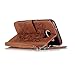 Samsung S7 case,[Wallet Stand] embossing PU Leather Wallet Flip Protective Case with Card Slots and Wrist Strap for S7 Case (brown)