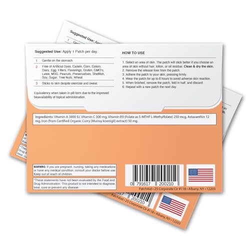 PatchAid Iron Plus Topical Patch | Iron Patch Aid for Daily Energy | 8 Hour Wear for Steady Absorption | 30 Day Supply