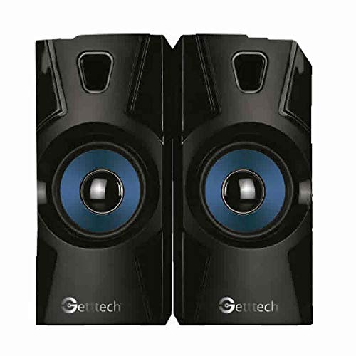 Getttech Stereo Speakers 2.0 for pc Compact and Portable in-line Audio controler Black/Blue (sk1000)