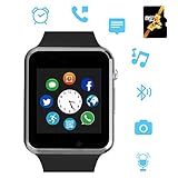 Hairao Smart Watch for bluetooth SmartWatch Compatible Android iOS Phones with Camera SIM Card Slot Phone Call/Message Sync Music Player Wrist Watch for Men Wome,Black
