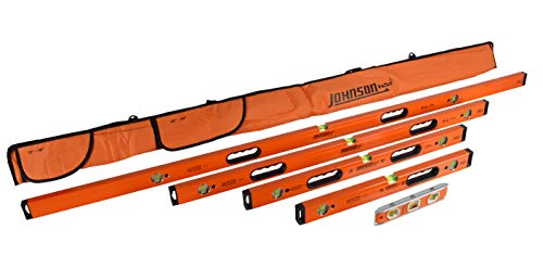 Johnson Level & Tool Ultra Level Set Kit 78"/48"/32"/24" Torpedo Level and Soft-Sided Carrying Case