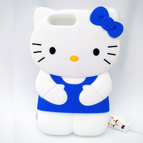 iPhone 7 Plus Case,iPhone 8 Plus Case,Kitty Shaped Adorable 3D Cute Cartoon Character Soft Rubber Silicone Case with a Strap (5.5 Inch)(Kitty Blue)