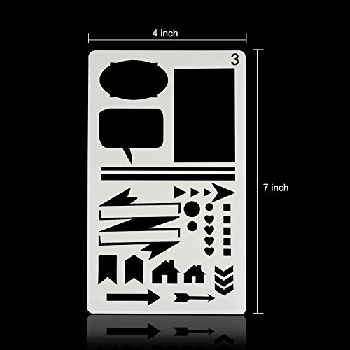Bullet Journal Stencils, 20 PCS Plastic Planner Stencil with Different Patterns for Journaling/Scrap booking/Notebook/Diary/ Drawing /Card and DIY Craft, 4X7 Inch, White