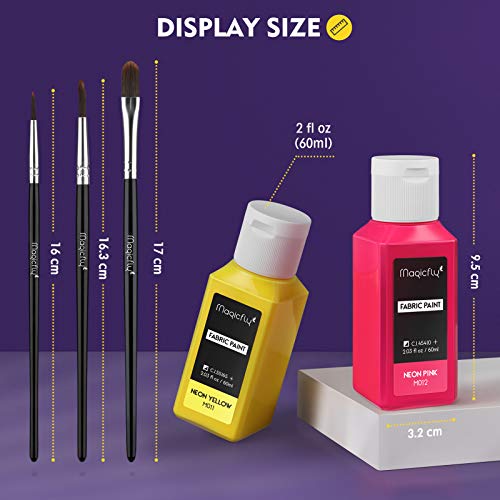 Magicfly Permanent Soft Fabric Paint Set for Clothes 14 Colors 60ML