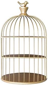 MOM Home Storage Shelves,Office Furniture Stands Desktop Shelf Bird Cage Storage Rack Golden Decoration Creative Wrought Iron Frame Cosmetic Storage Rack Bedroom Space Saving Holders,Gold,Small: 7.87