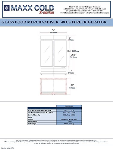 Maxx Cold MXM2-48RBX Two 2 Glass Door Upright Merchandiser Refrigerator Cooler in BLACK - 48cf - REFURBISHED - Thumbnail 3