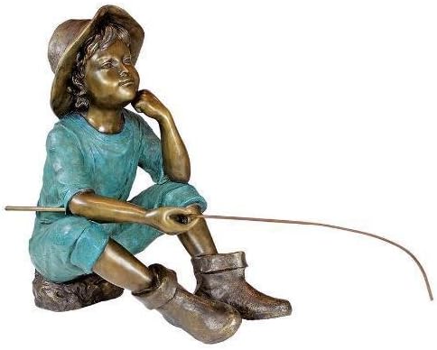 Fish Wish Fisherboy Bronze Statue Design Bronze Lost Wax Authentic