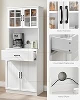 VASAGLE Tall Kitchen Pantry Cupboard with Glass Doors White LSC361W21 view 10