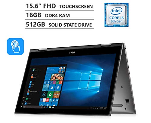 Dell Inspiron 15 5000 2-in-1 Laptop, 15.6″ Full HD IPS Touchscreen, Intel Core i5 Processor, 16GB RAM, 512GB SSD, Backlit Keyboard, Wireless-AC, Bluetooth, Windows 10 (Intel Core i5-8250U Processor)