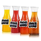 Set of 4 Glass Carafe with Lids, 1 Liter Beverage