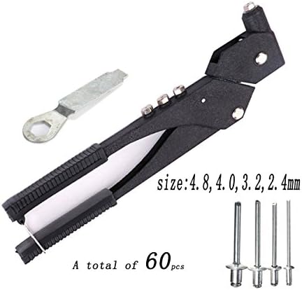 SHOWHASH Rivet Gun+60pcs Rivets,Single-handed,360° Rotating Head Rivets,2.4 mm,3.2 mm,4.0mm&amp;4.8mm Change Head Rivet Nut Gun Rivet Drill Connector Nut Set,Universal Blind Rivet Nut for Screw Mounting