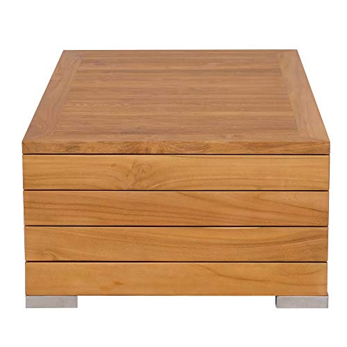 Teako Design Couchtisch Korsika Edelstahl -Teak unbehandeltes Massivholz Wetterfest robust Gartentisch robust – Bild 5