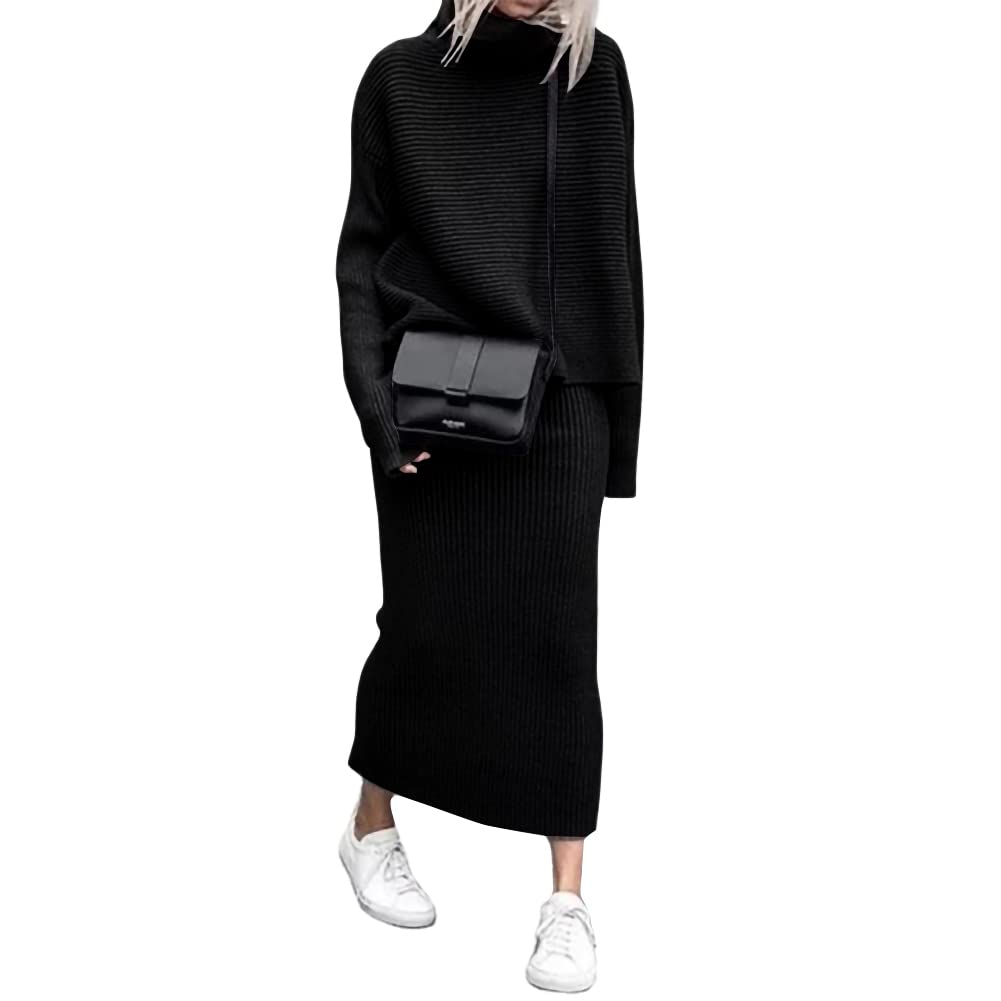 Knit Sweater Midi Pencil Skirt Set