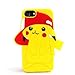 3D Pokemon Pikachu Go Silicone Back Case for Apple iPhone 7 8 iPhone7 iPhone8 Cute and Protective Shockproof Kids Teens Girls Boys Son Bright Yellow Color Ultra Thick Drop Resistant Pocket Monster