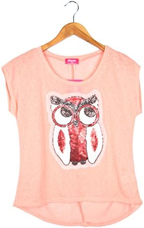 Shasa Women's Sequin Owl Kimono Tee,small,peach