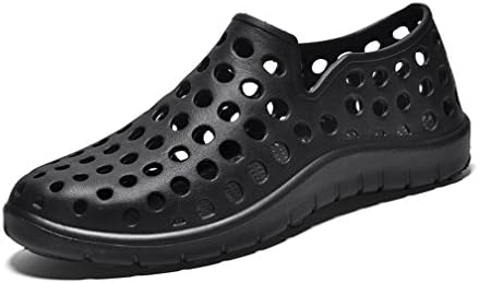 NEW Men Breathable Sneakers Fahsion Flat Sandals Male Casual Footwear Slip On Summer Hole Shoes Black 7