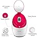 Facial Nano Steamer Hot Steam Ionic Face Spa Steaming Machine for Home Facials Personal Facial Sauna Device Vaporizing Moisturizer Humidifier for Skincare Beauty BPA Free Red Color