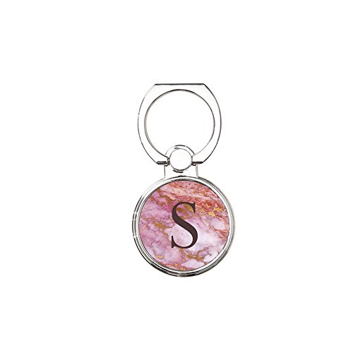 Pink personalized ring stand for cellphone, Universal finger grip holder, Smartphone, Cell phone holder, Letter "S"